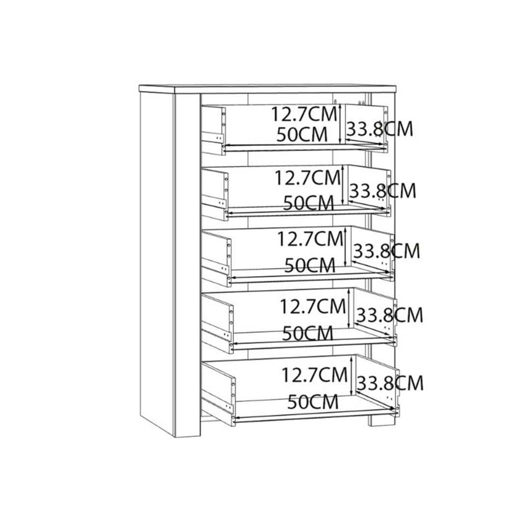 Wooden Chest Of 5 Drawers Narrow - Bohol