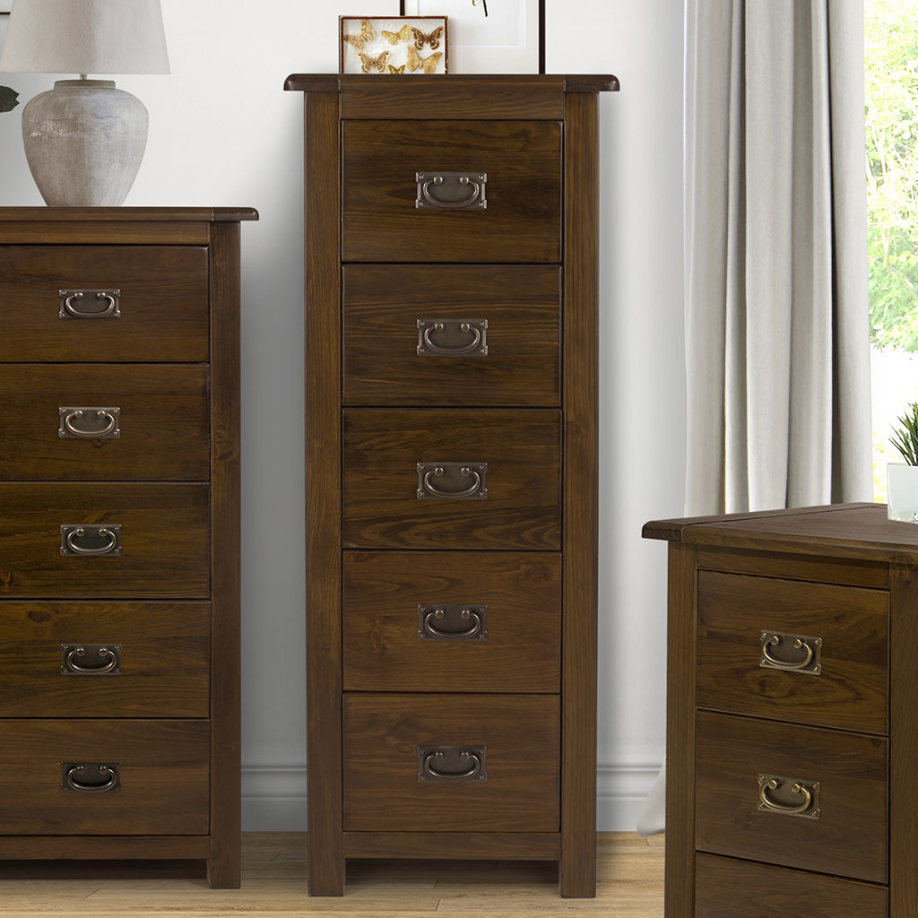 Wooden Chest Of 5 Drawers Narrow - Boston