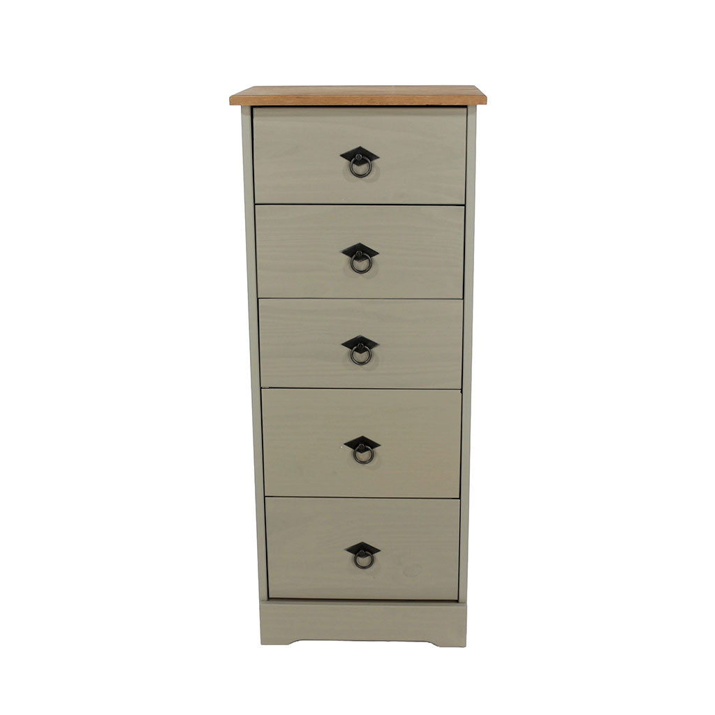 Wooden Chest Of 5 Drawers Narrow - Corona Compact