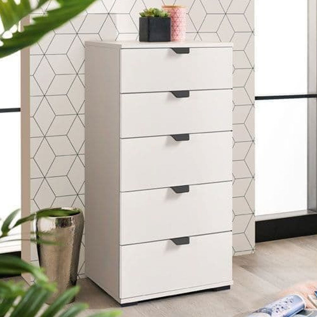 Wooden Chest Of 5 Drawers Narrow - Lima