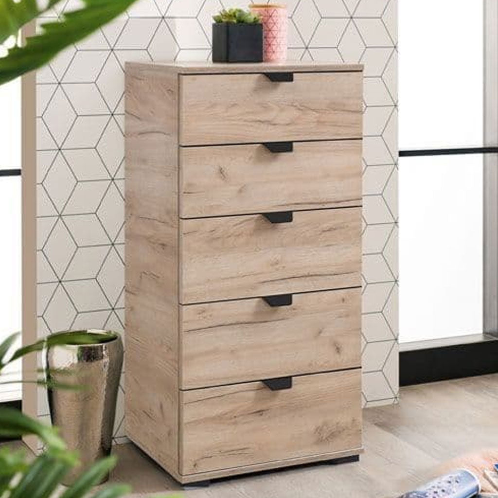 Wooden Chest Of 5 Drawers Narrow - Lima