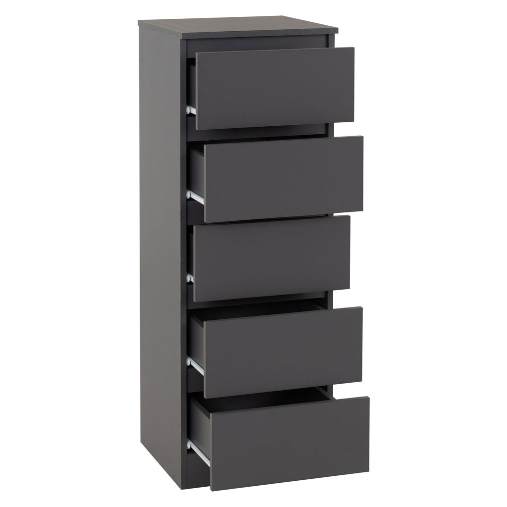 Wooden Chest Of 5 Drawers Narrow - Malvern