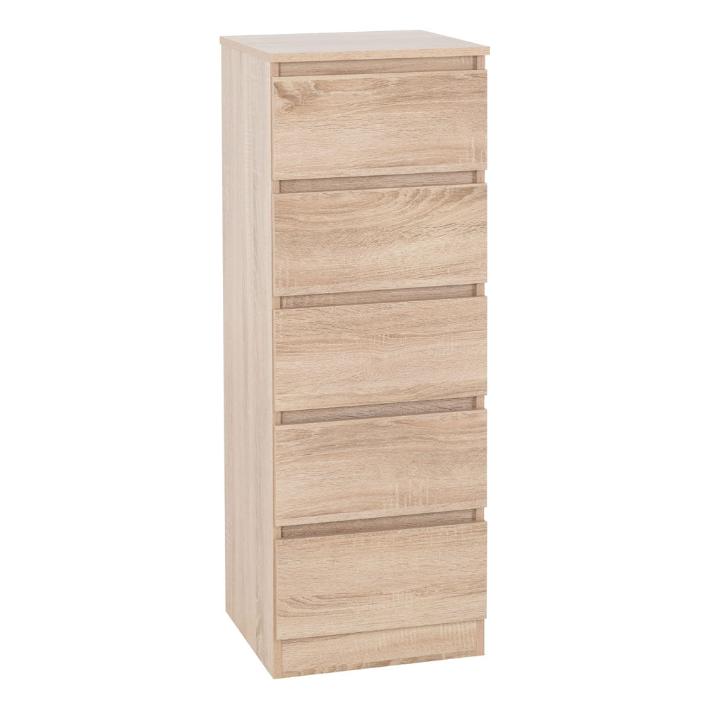 Wooden Chest Of 5 Drawers Narrow - Malvern