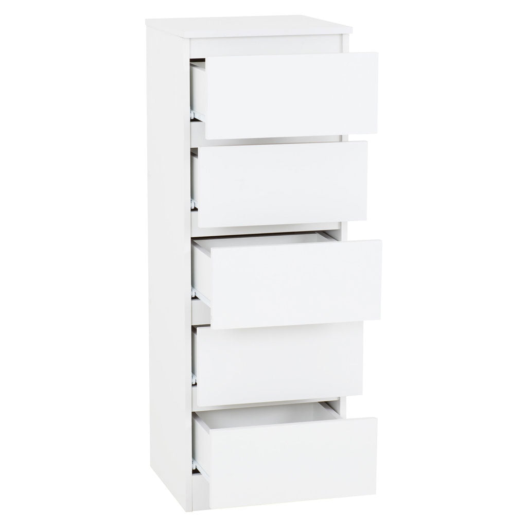 Wooden Chest Of 5 Drawers Narrow - Malvern