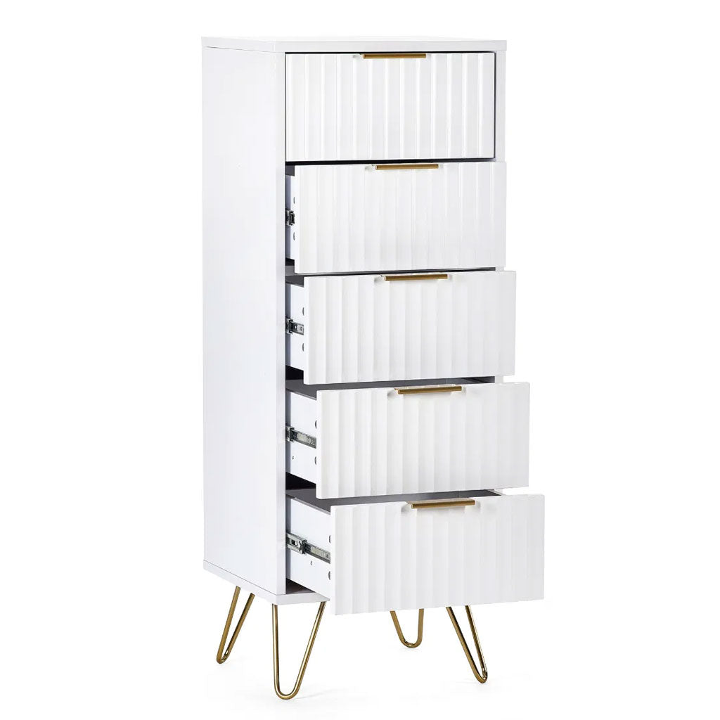 Wooden Chest Of 5 Drawers Narrow - Murano