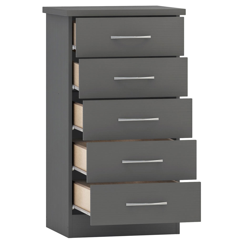 Wooden Chest Of 5 Drawers Narrow - Nevada