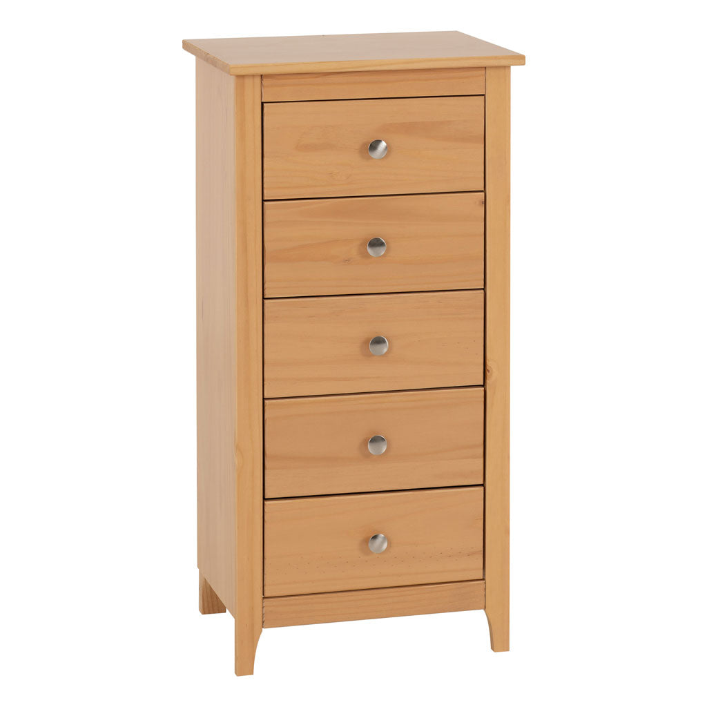 Wooden Chest Of 5 Drawers Narrow - Oslo