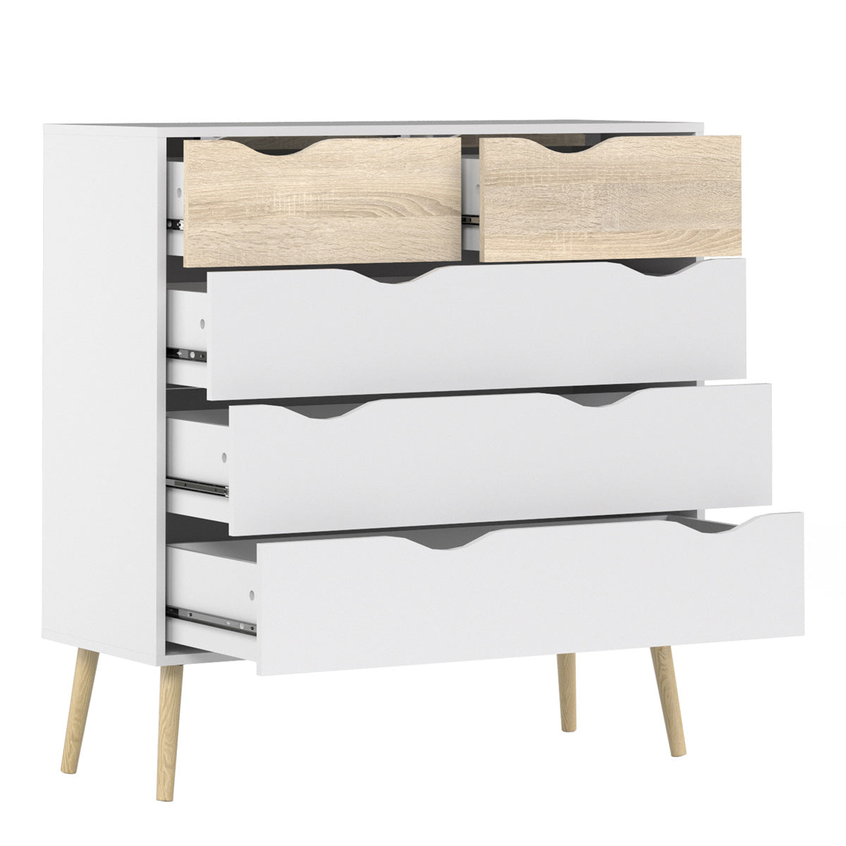 Wooden Chest Of 5 Drawers - Oslo