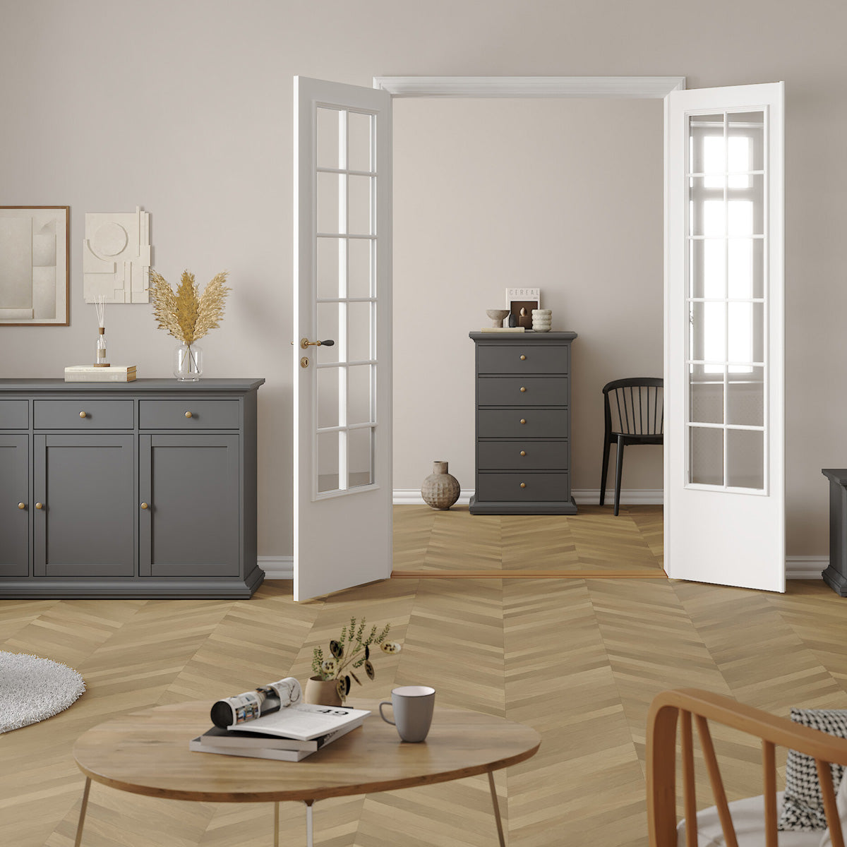 Wooden Chest Of 5 Drawers - Paris