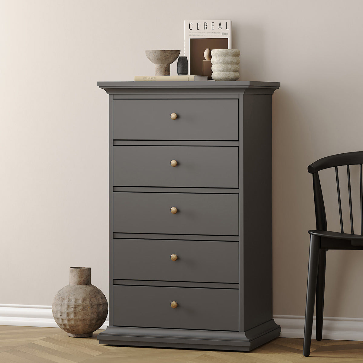 Wooden Chest Of 5 Drawers - Paris