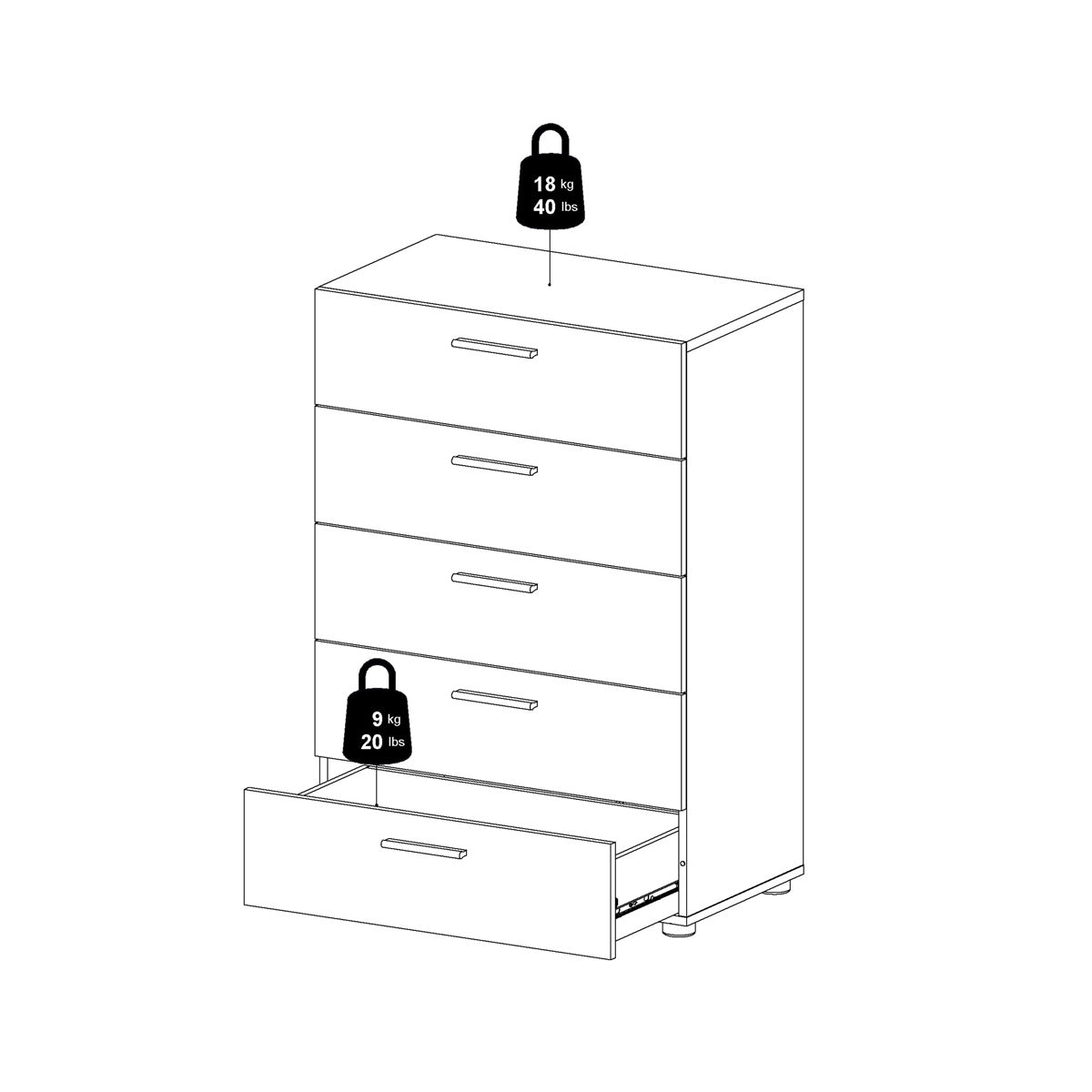 Wooden Chest Of 5 Drawers - Pepe