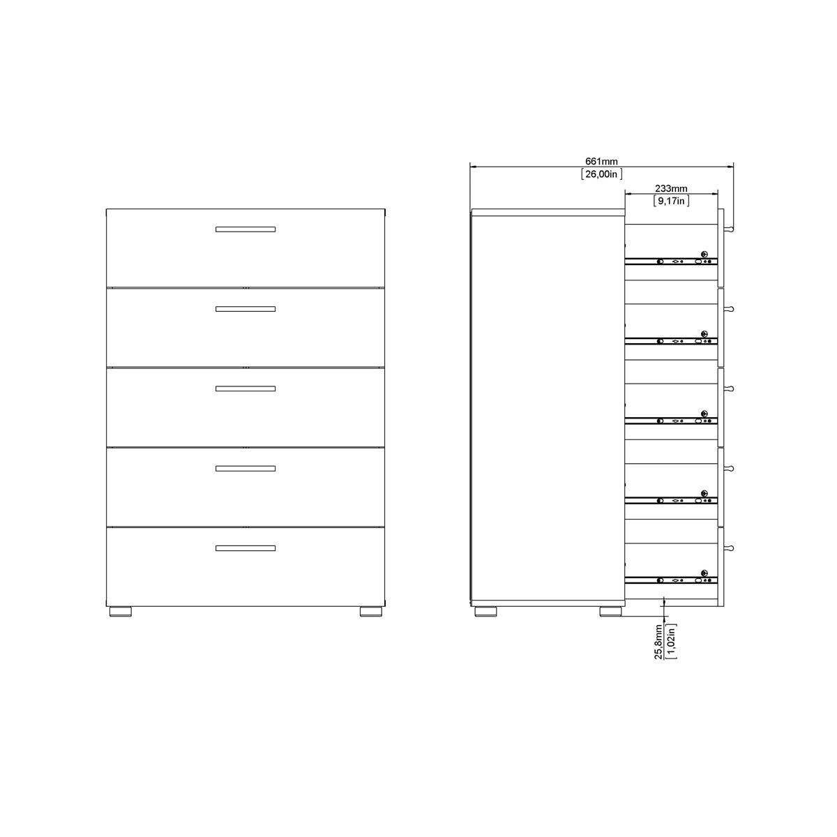 Wooden Chest Of 5 Drawers - Pepe