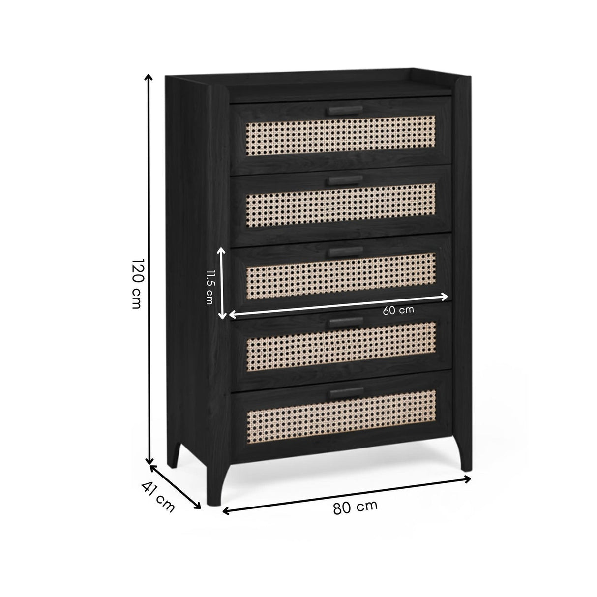 Wooden Chest Of 5 Drawers - Sydney