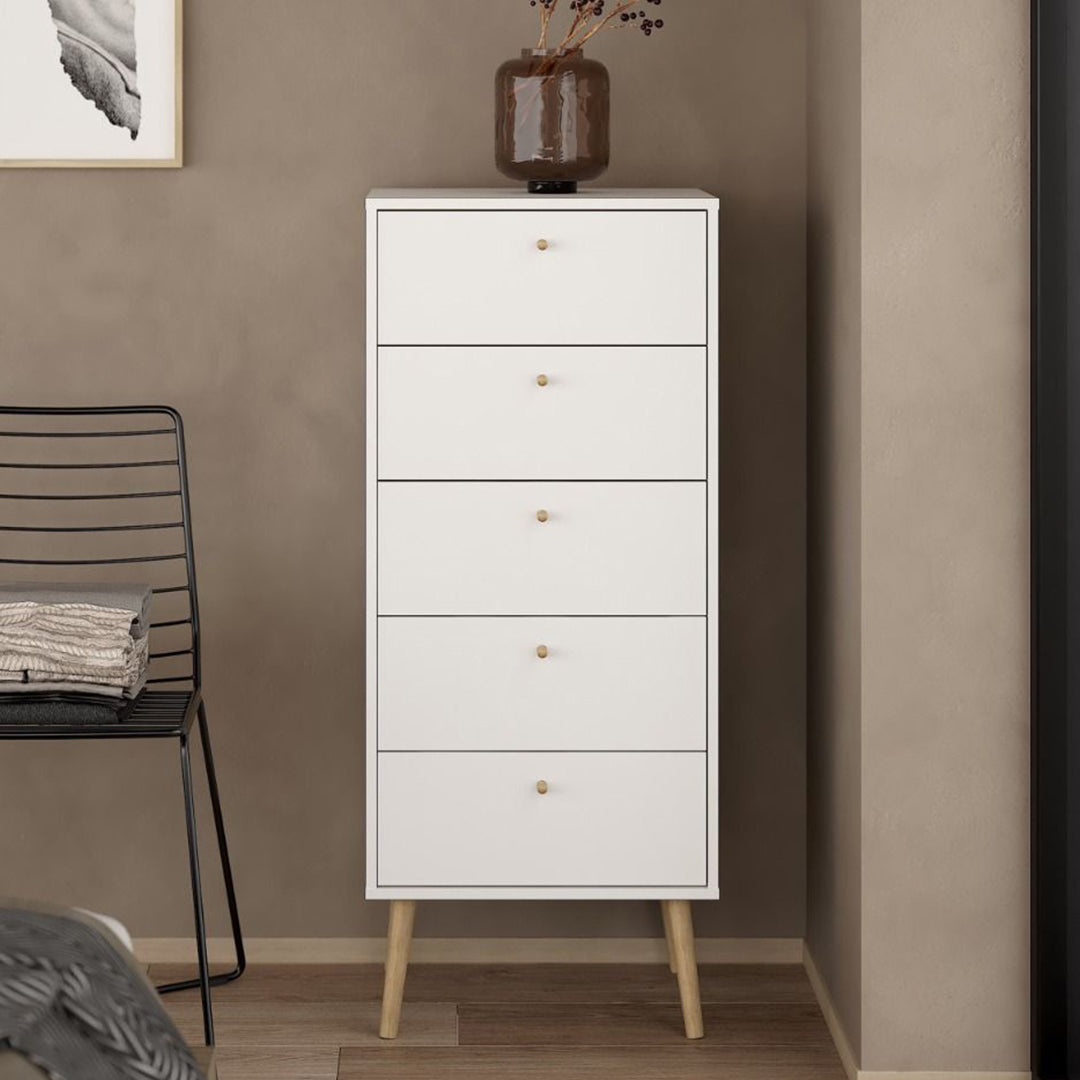 Wooden Chest Of 5 Drawers Tall - Cumbria