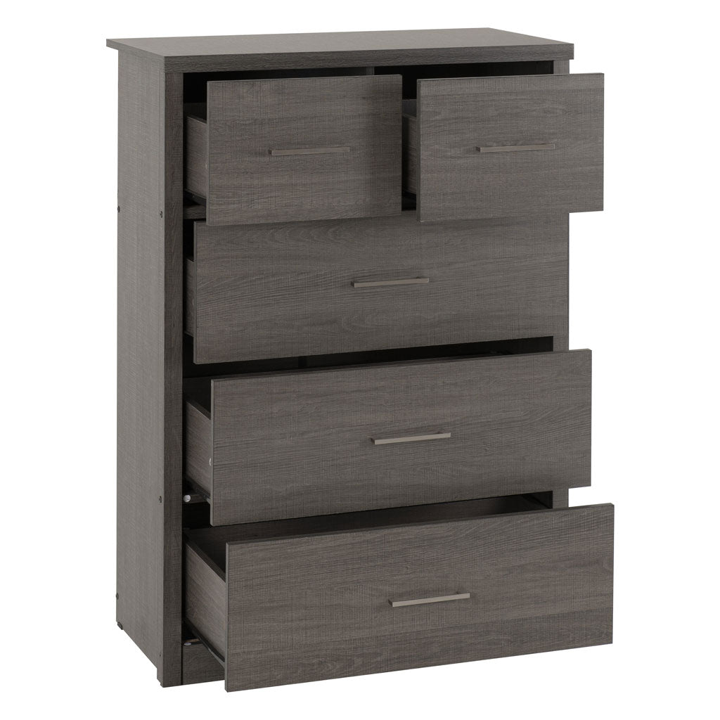Wooden Chest Of 5 Drawers Wide - Lisbon