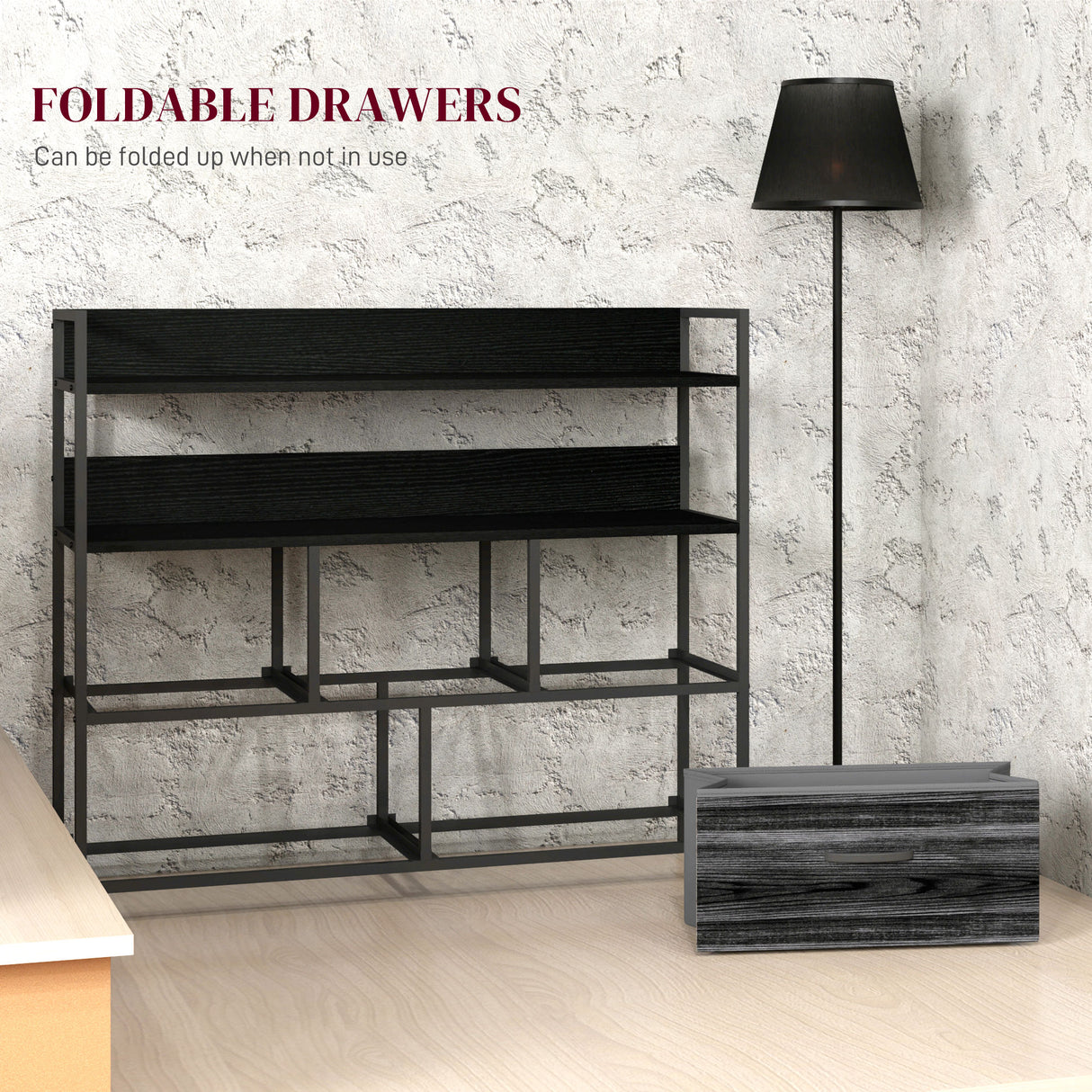 Wooden Chest Of 5 Fabric Drawers 98cm Wide With Steel Frame - Velmora