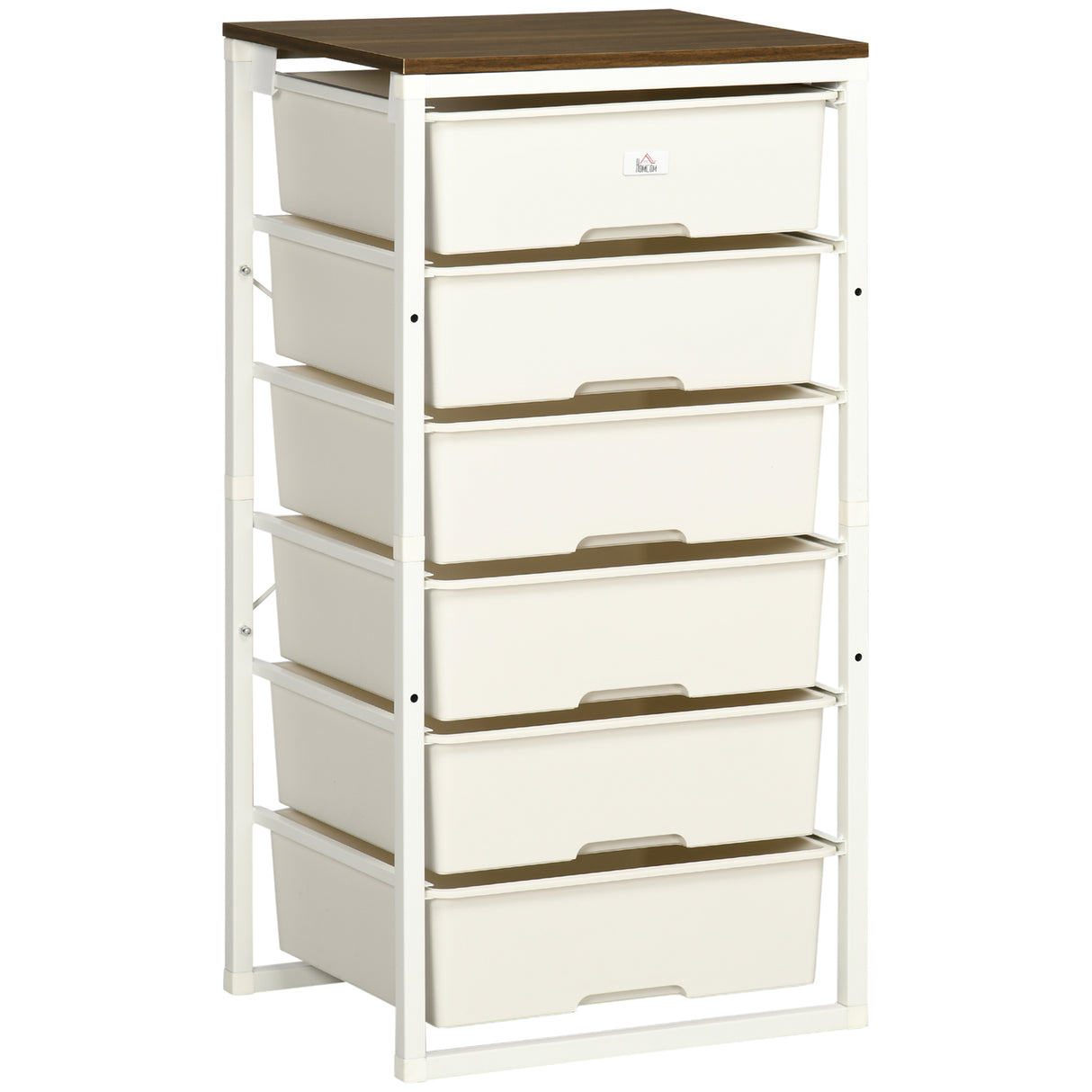 Wooden Chest Of 5 Plastic Drawers 41.5cm Wide With Steel Frame - Velmora
