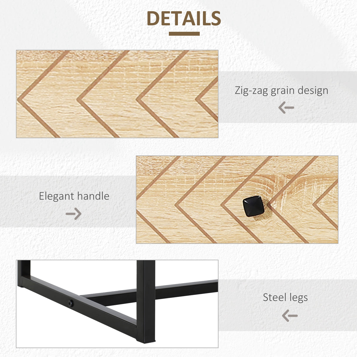 Wooden Chest Of 6 Drawers 120cm Wide With Metal Frame - Velmora
