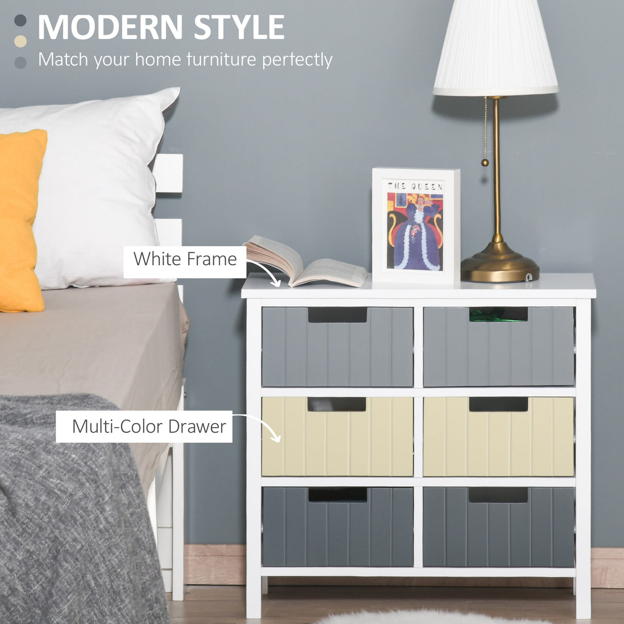 Wooden Chest Of 6 Drawers 62cm Wide - Velmora