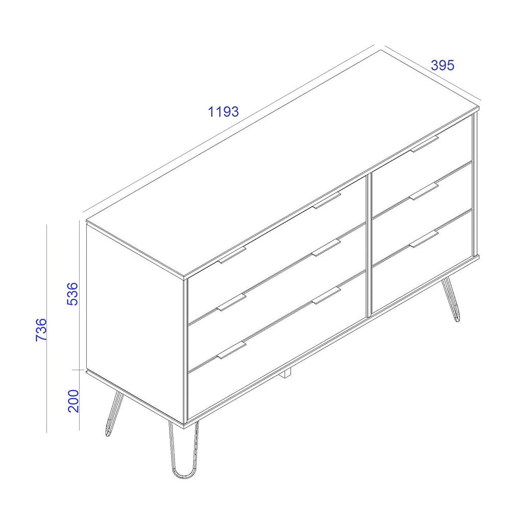 Wooden Chest Of 6 Drawers - Augusta