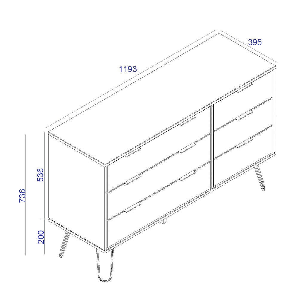 Wooden Chest Of 6 Drawers - Augusta