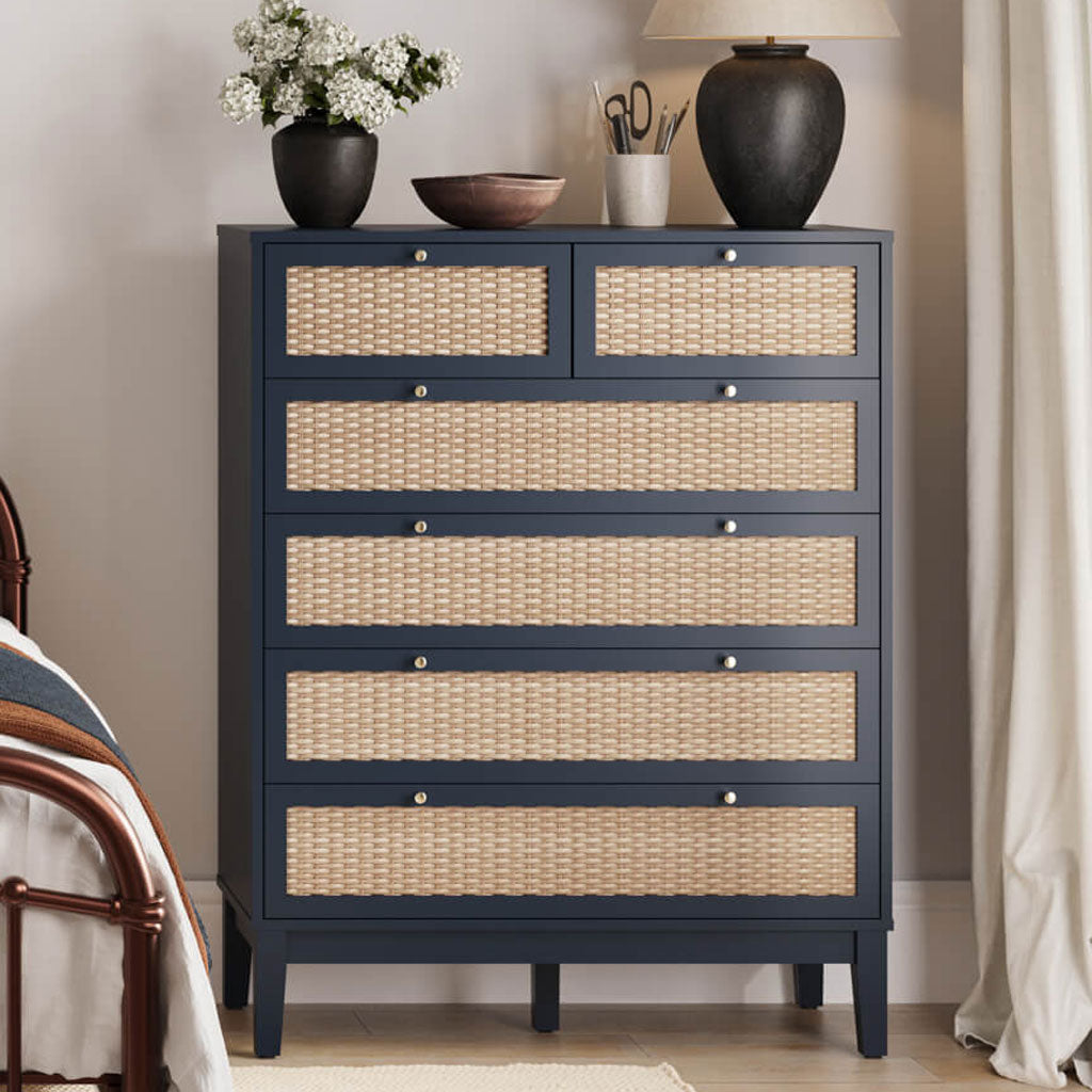 Wooden Chest Of 6 Drawers - Bordeaux