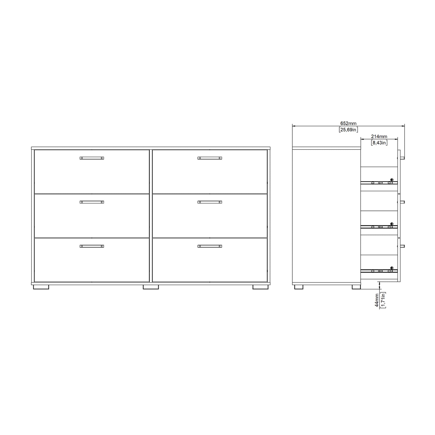 Wooden Chest Of 6 Drawers Double Dresser - Sofia