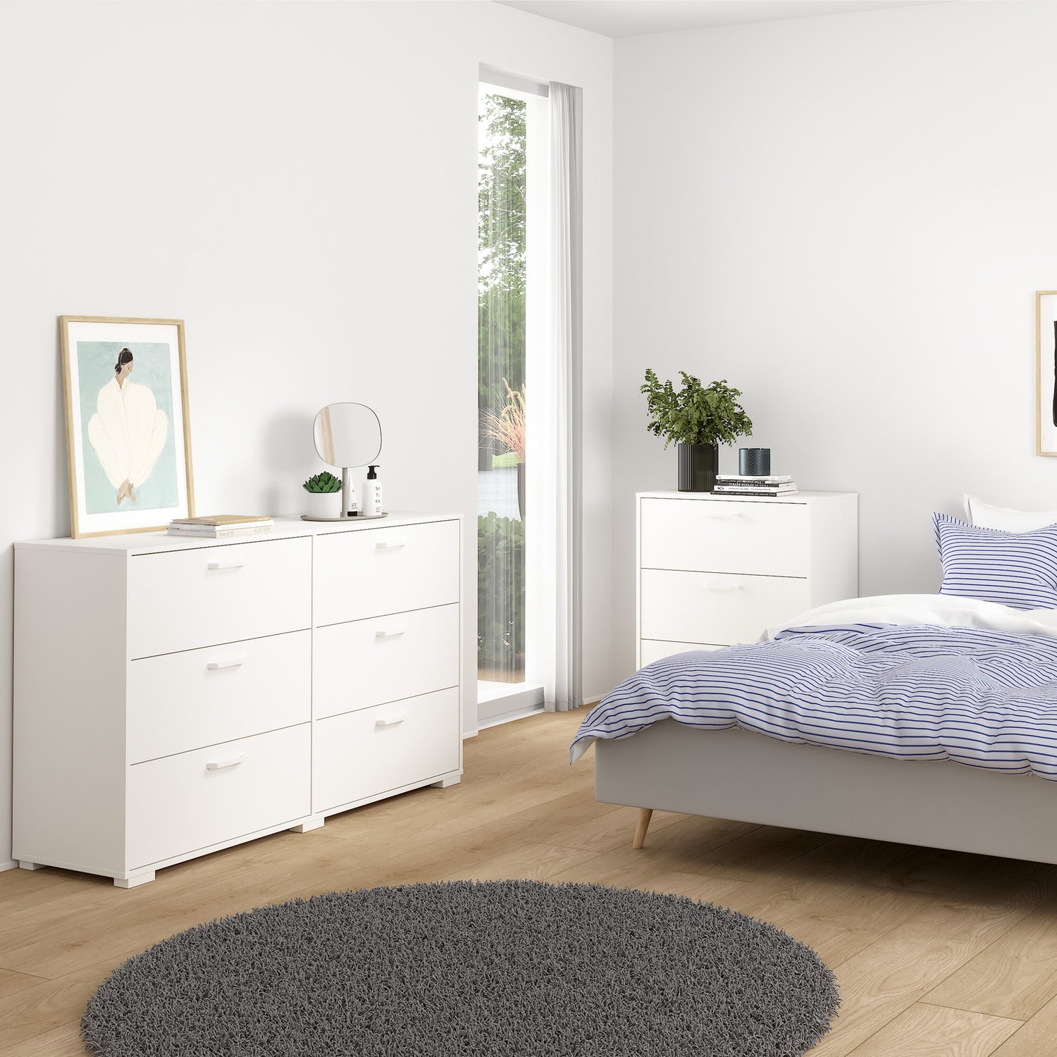 Wooden Chest Of 6 Drawers Double Dresser - Sofia