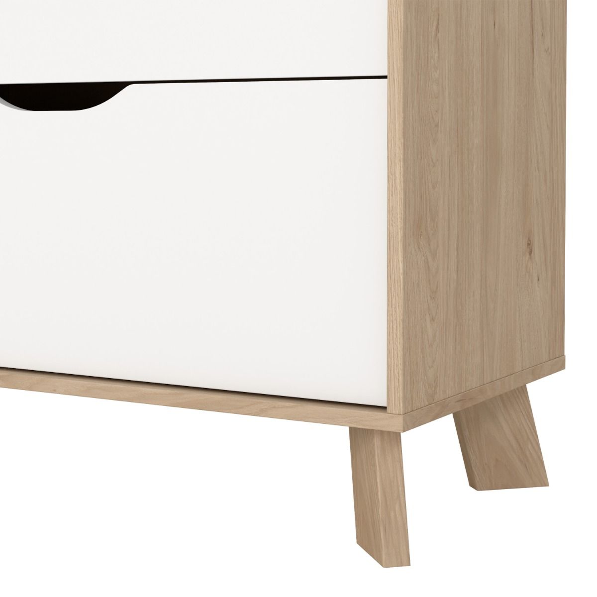 Wooden Chest Of 6 Drawers Double Dresser With White Fronts - Ikast
