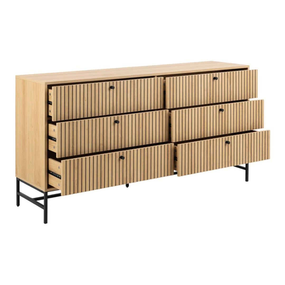 Wooden Chest Of 6 Drawers Wide - Albany