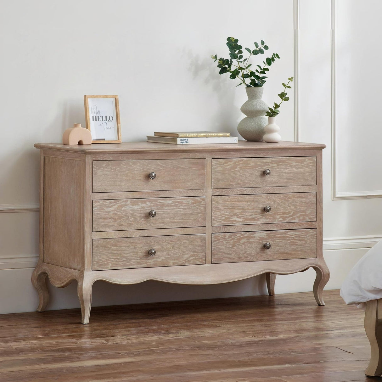 Wooden Chest Of 6 Drawers Wide - Camille