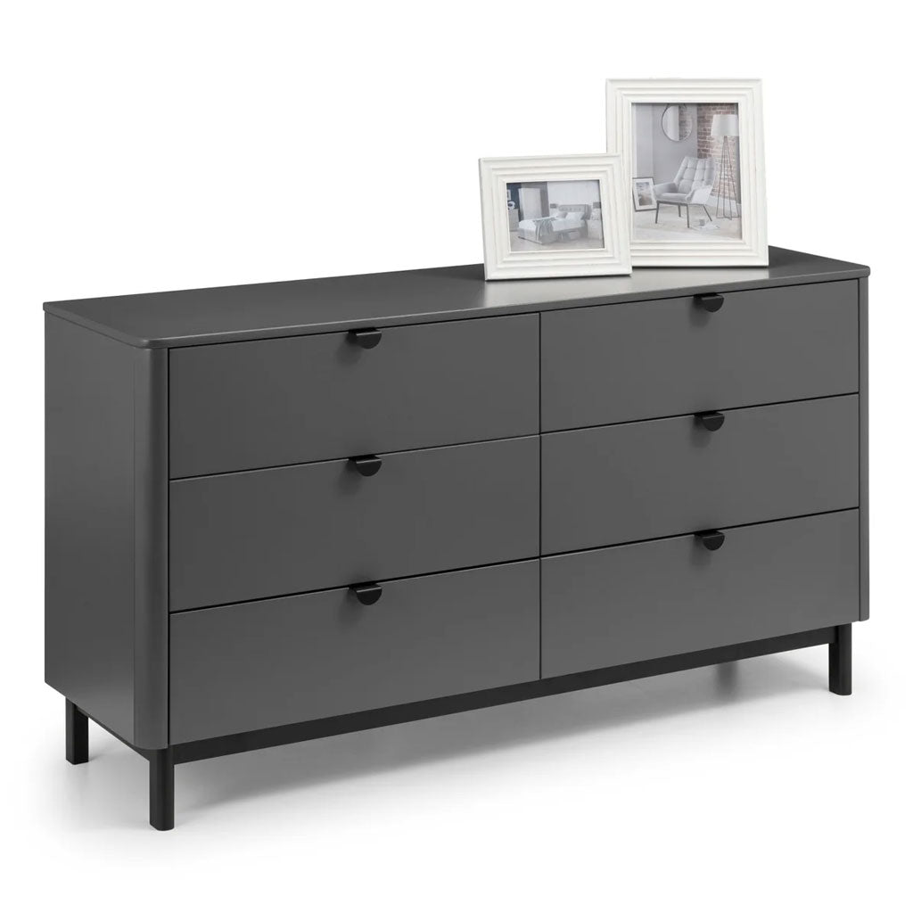 Wooden Chest Of 6 Drawers Wide - Chloe