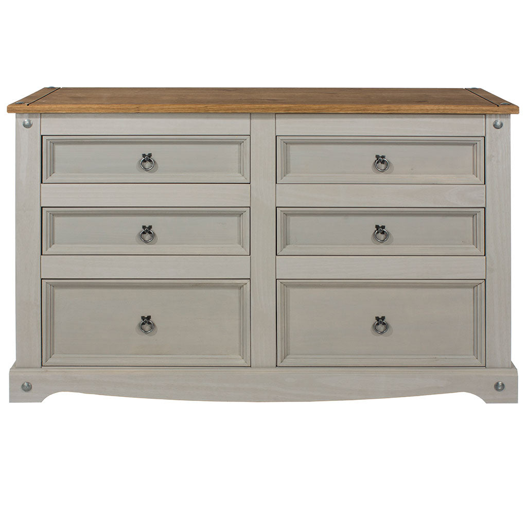 Wooden Chest Of 6 Drawers Wide - Corona