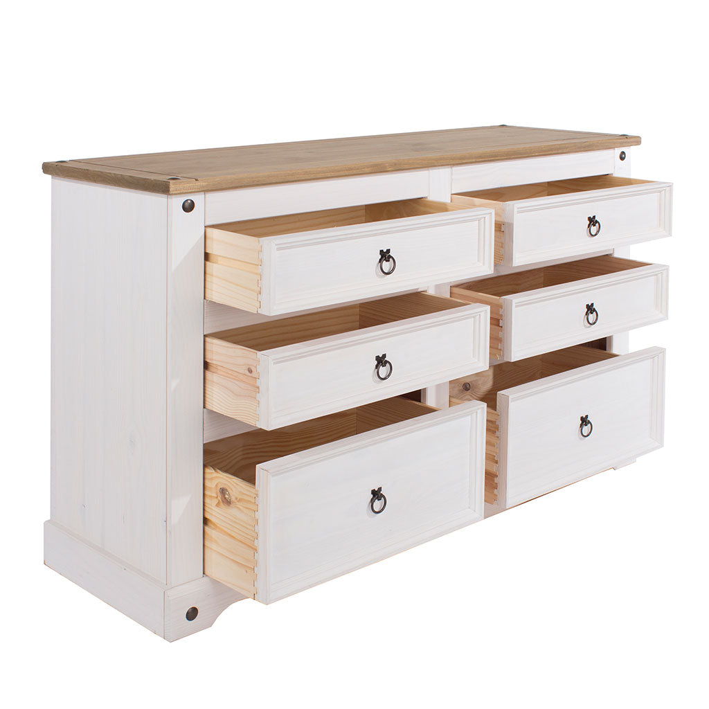 Wooden Chest Of 6 Drawers Wide - Corona