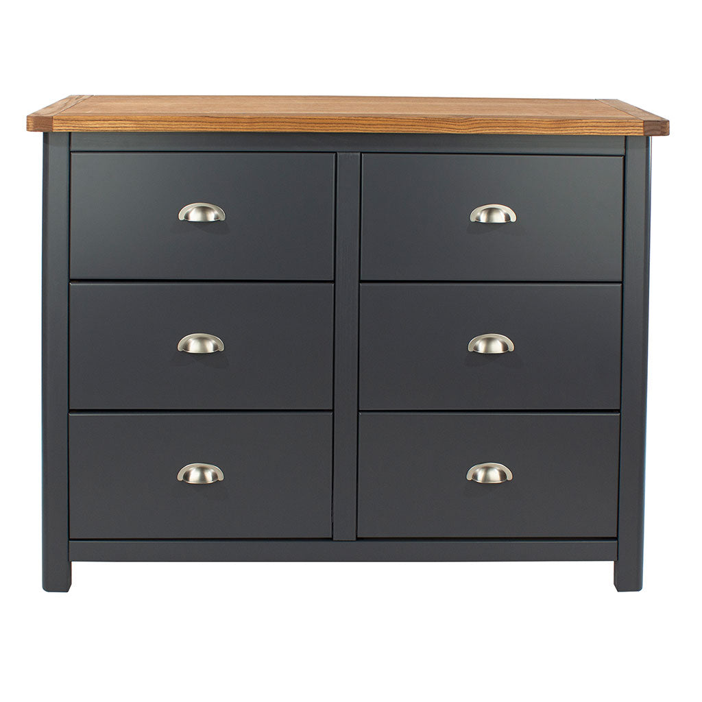 Wooden Chest Of 6 Drawers Wide - Dunkeld