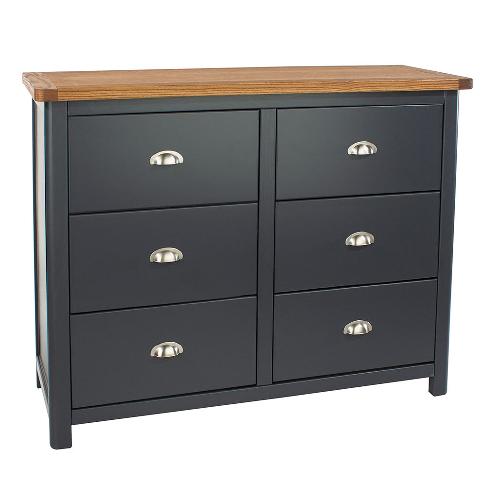 Wooden Chest Of 6 Drawers Wide - Dunkeld