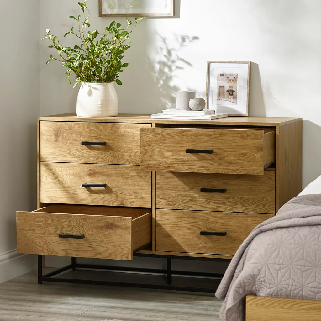 Wooden Chest of 6 Drawers Wide - Harlow