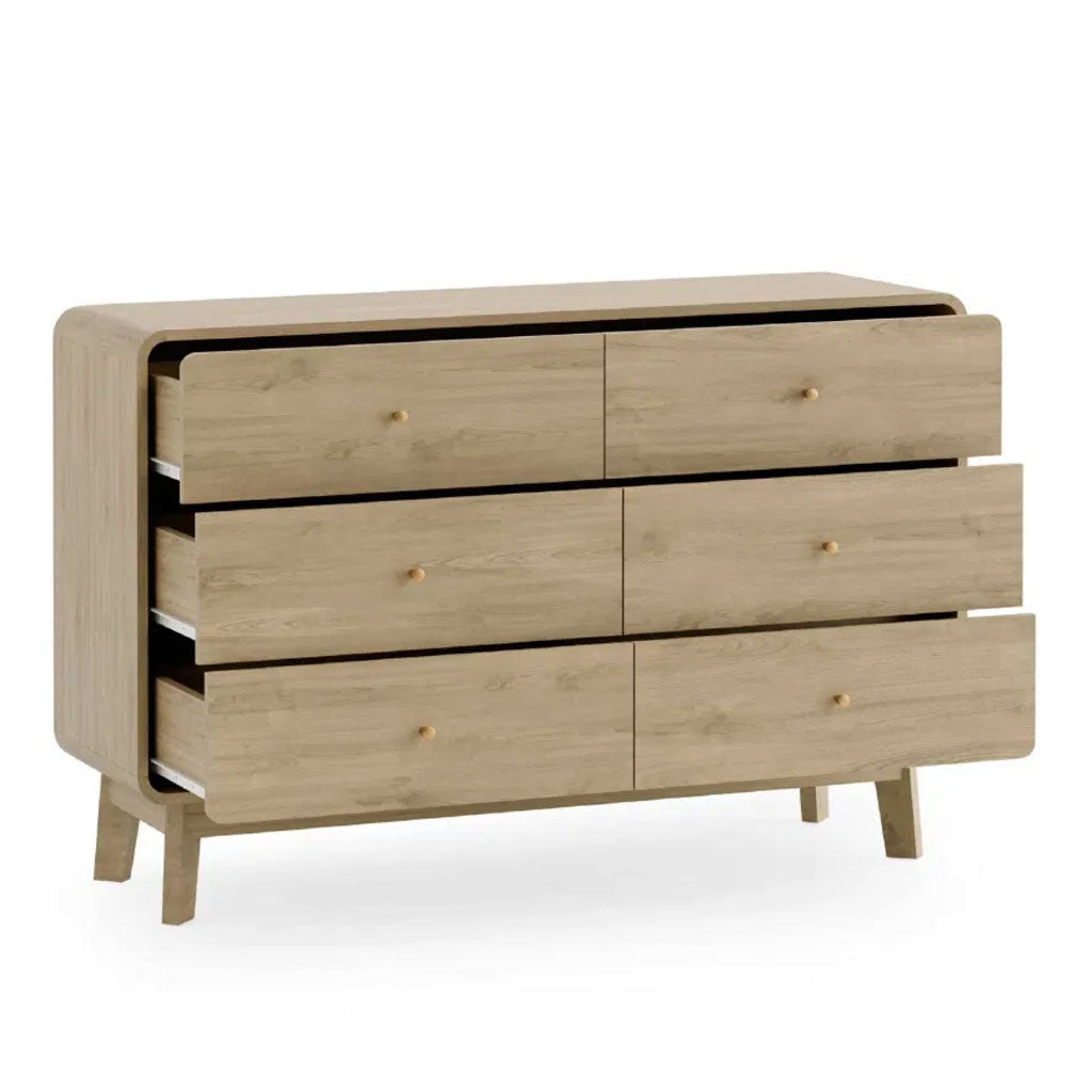 Wooden Chest Of 6 Drawers Wide - Ingrid