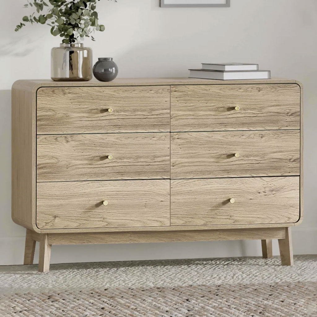 Wooden Chest Of 6 Drawers Wide - Ingrid