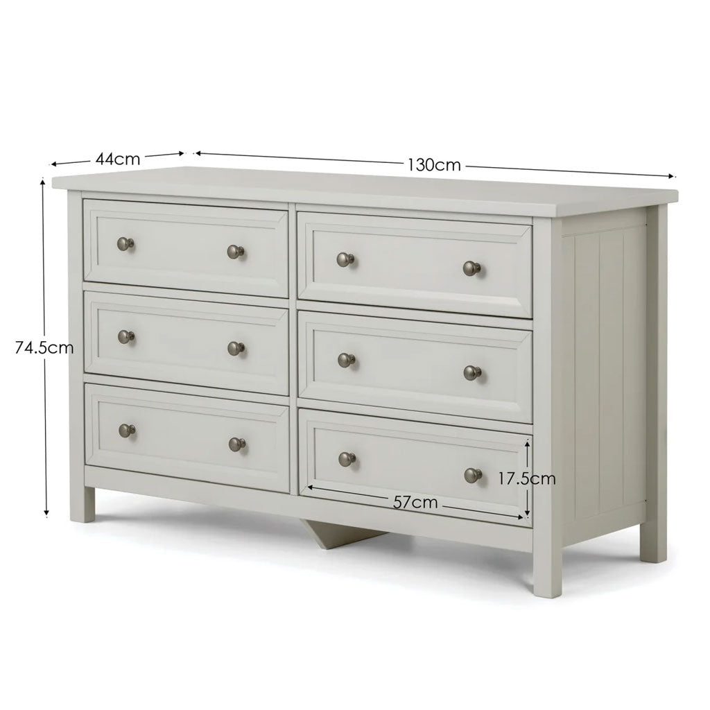 Wooden Chest Of 6 Drawers Wide - Maine