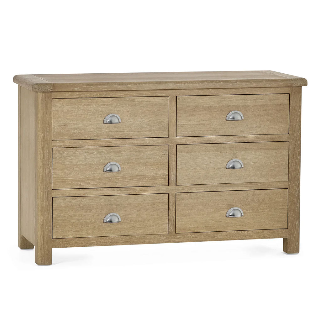 Wooden Chest Of 6 Drawers Wide - Memphis
