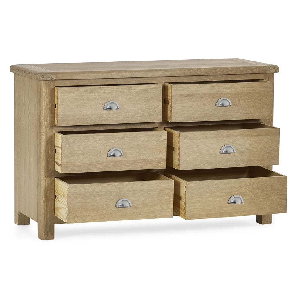 Wooden Chest Of 6 Drawers Wide - Memphis