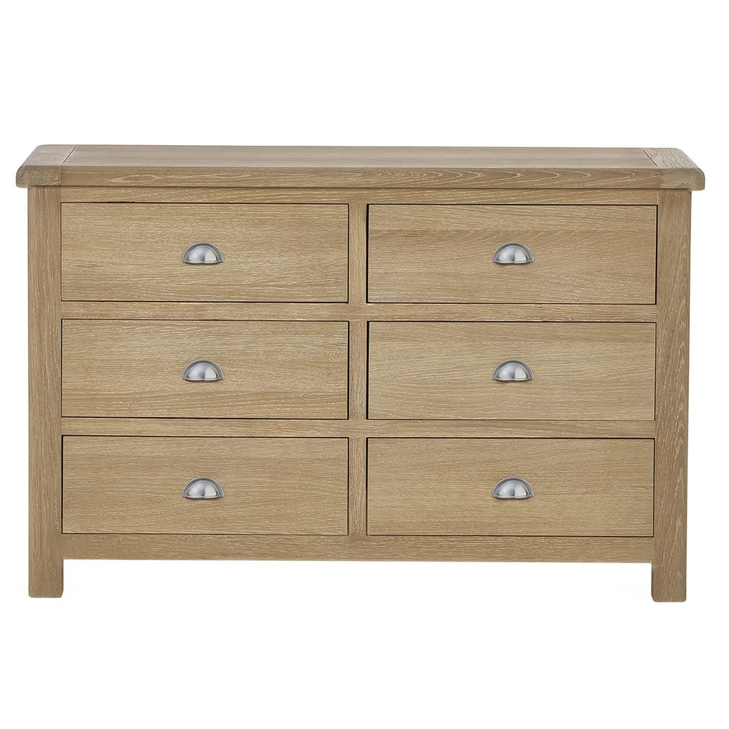 Wooden Chest Of 6 Drawers Wide - Memphis