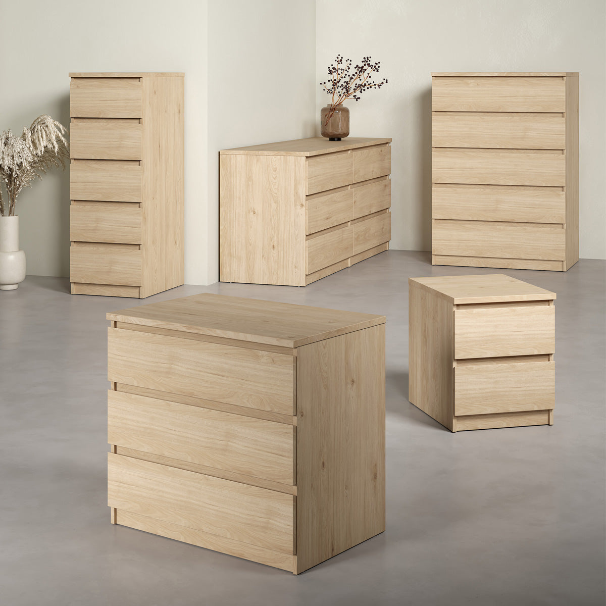 Wooden Chest Of 6 Drawers Wide - Naia
