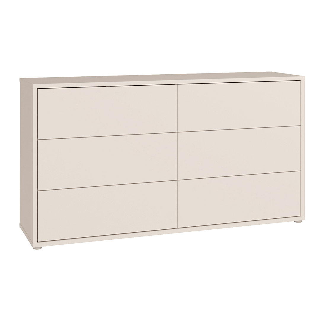 Wooden Chest of 6 Drawers Wide With Push-to-Open Drawers - Alice Springs