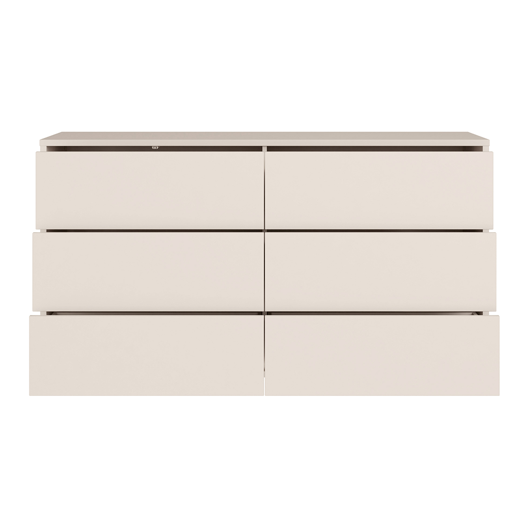 Wooden Chest of 6 Drawers Wide With Push-to-Open Drawers - Alice Springs