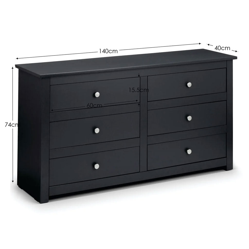 Wooden Chest Of 6 Drawers Wide - Radley