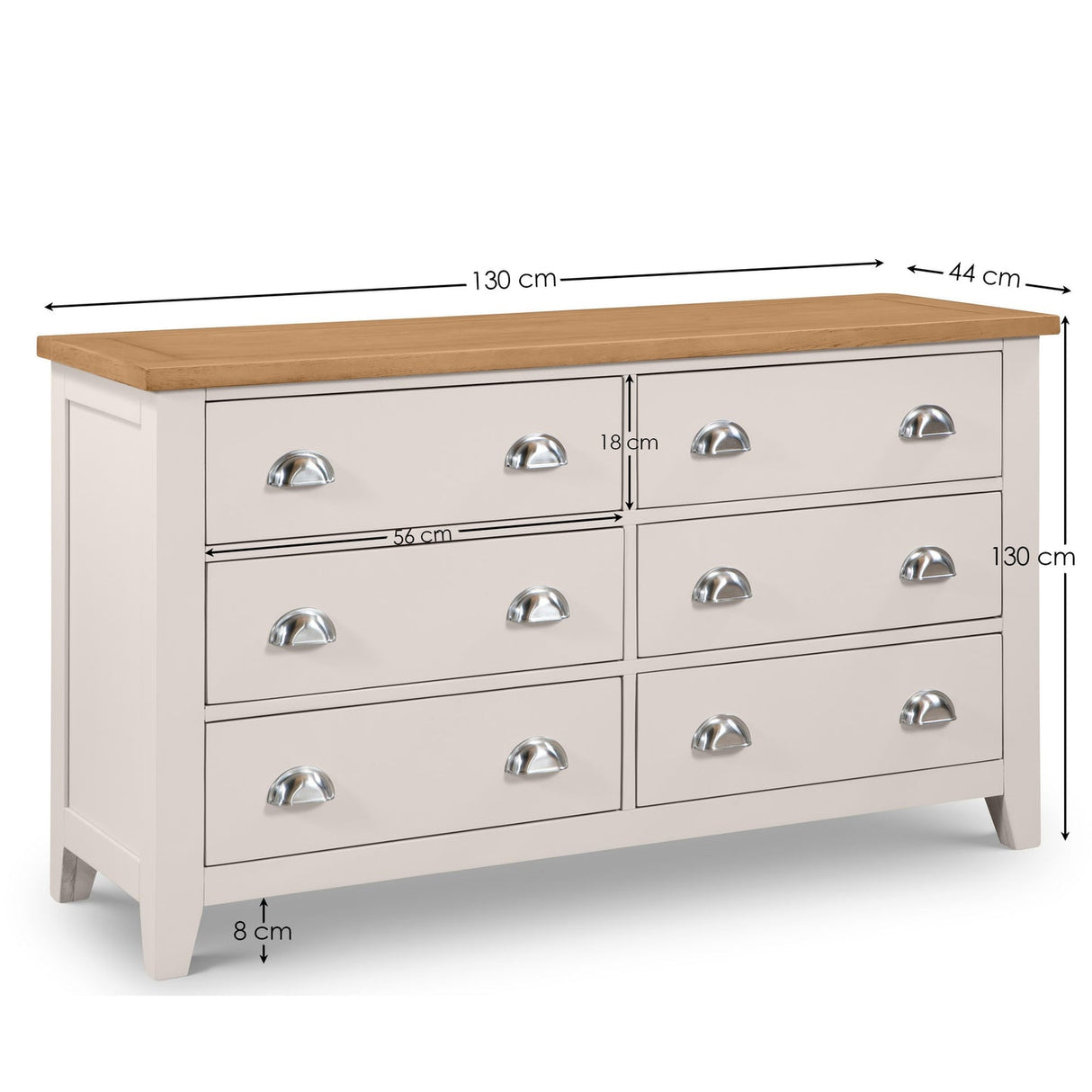 Wooden Chest Of 6 Drawers Wide - Richmond