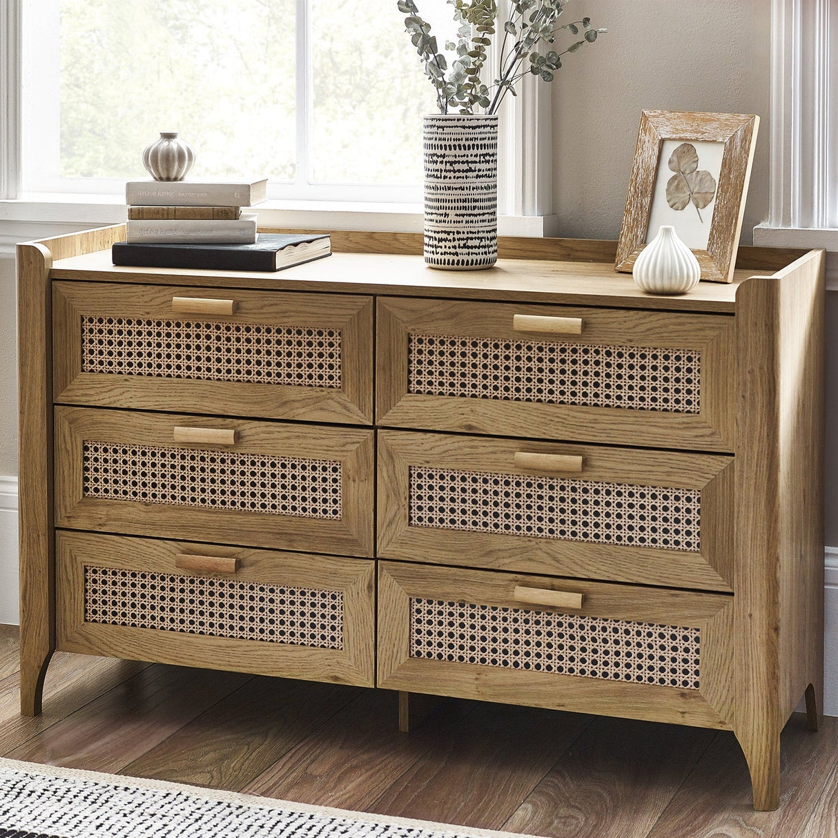 Wooden Chest Of 6 Drawers Wide - Sydney