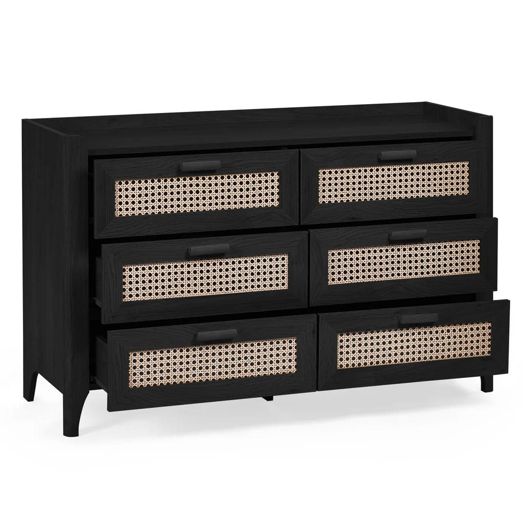 Wooden Chest Of 6 Drawers Wide - Sydney